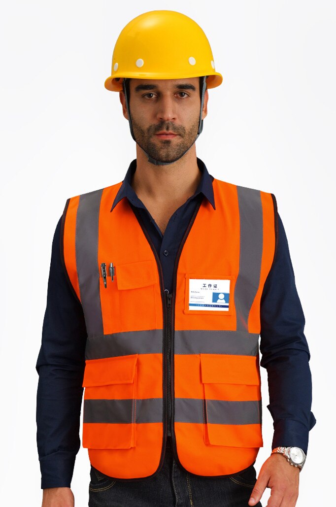 Reflective Vest Mesh Breathable Construction Safety Protective Clothing Road Traffic Warning Fluorescent Vest: Orange / XL