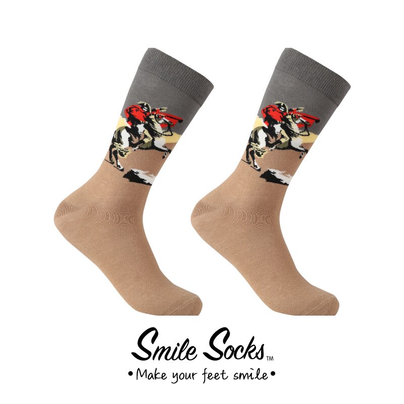 Hommes coton rétro abstrait peinture à l'huile Art chaussettes crier moderne Van Gogh nuit étoilée heureux peinture à l'huile planche à roulettes chaussette: khaki