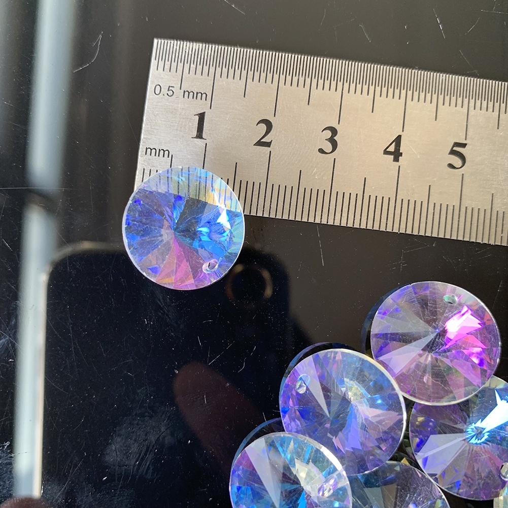 10 stk rainbow aurora disc krystal perler ufo spacer løs perle lysekrone prisme charm lampe del solfanger gør det selv hængende