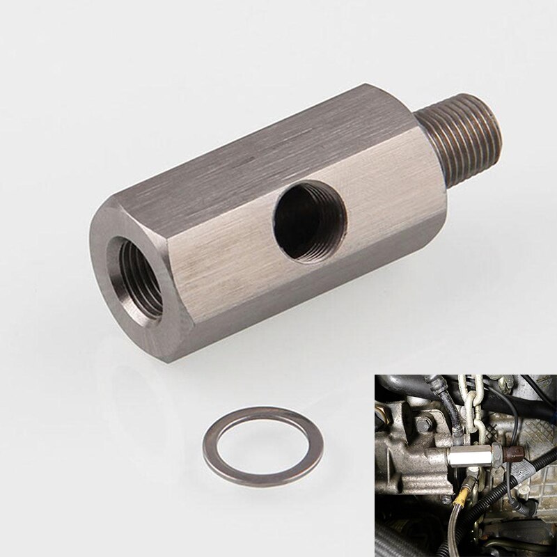 Rustfrit stål adapter line gauge olietryk sensor tee motor til bil lastbil praktisk stik holdbar