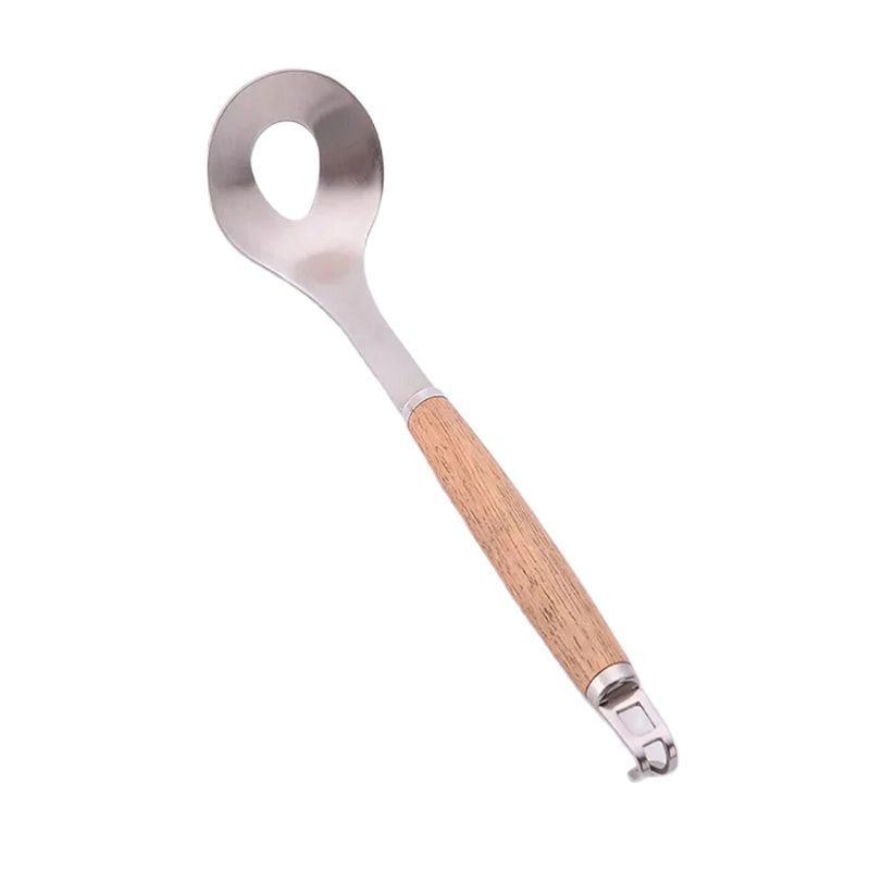 Meatball Spoon Household Fishball Maker Squeezing Meatball Spoon 304 Stainless Steel Fish Ball Meatball Making Tool: Wooden handle