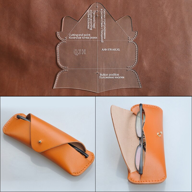 1Set DIY Acrylic Template Delicate Glasses Case Mirror Bag Leather Craft Pattern DIY Stencil Sewing Pattern 17cm*6cm