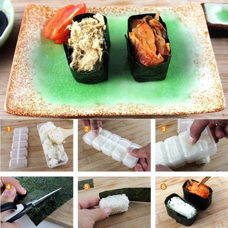 Diy sushi mögel rulle mögel gör kött grönsaker laver ris rulle sushi mögel gör kök tillbehör kit verktyg bento accessorie
