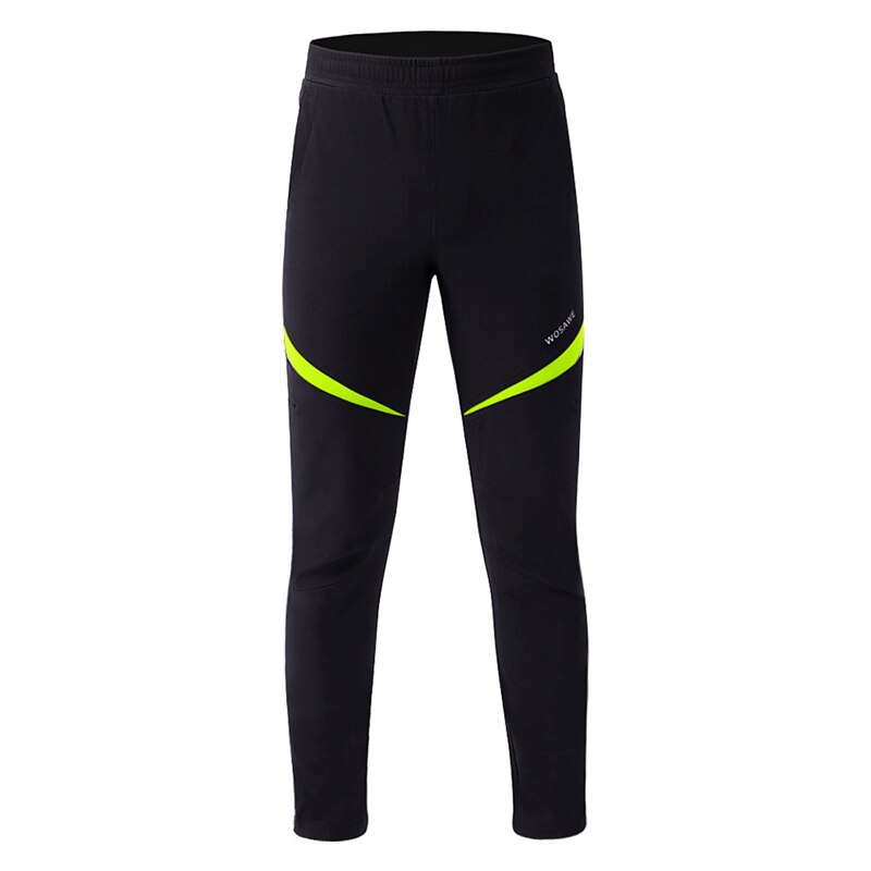 WOSAWE Mens Women Thermal Cycling Pants Bicycle Bike Winter Windproof Tights Men's Racing Cycle Warmth Trousers: black with green / M