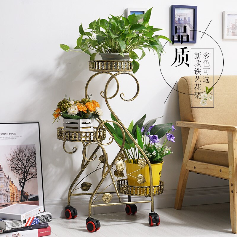 Wrought iron flower rack multi-layer indoor balcon... – Vicedeal