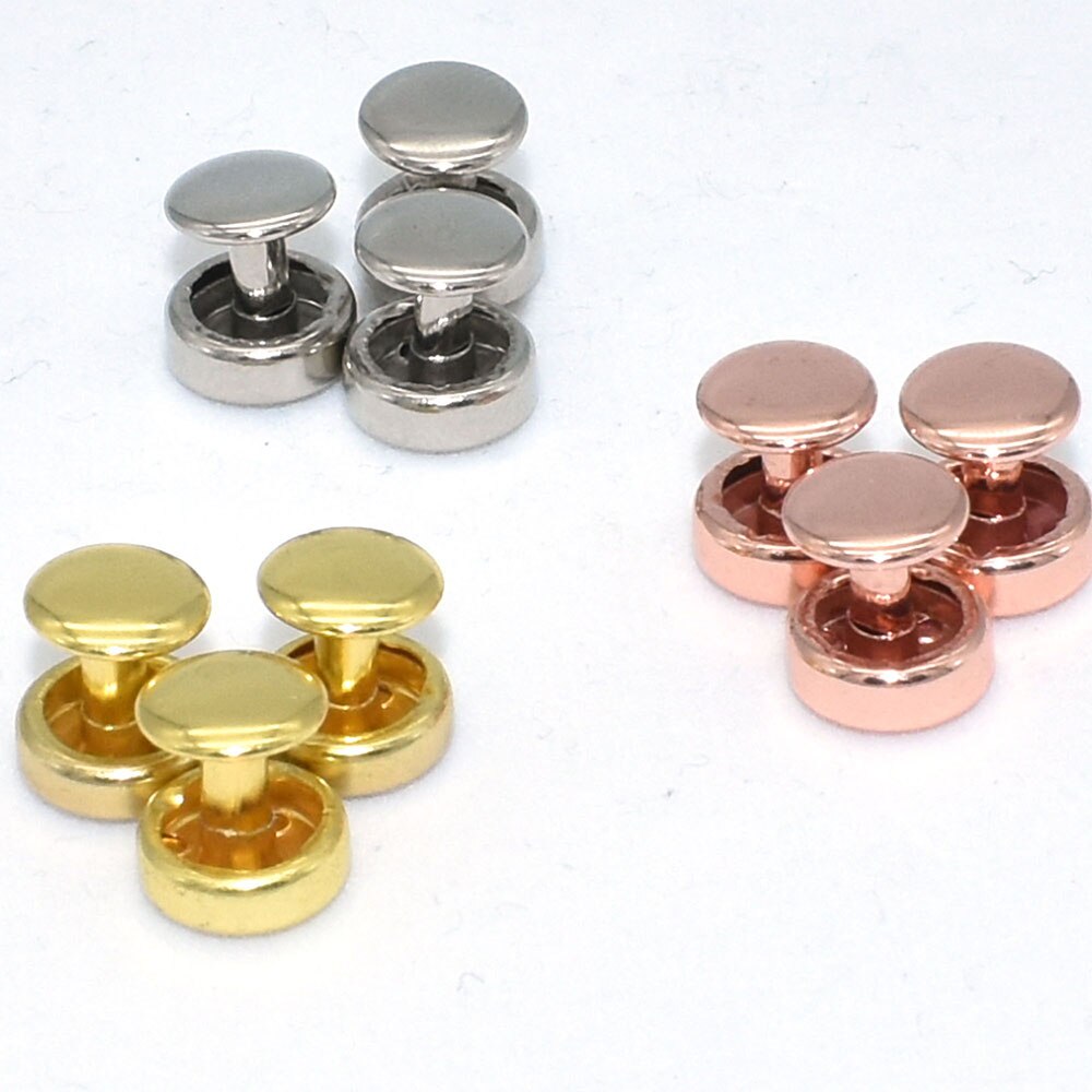 50 Sets Leather Rivets Double Cap Rivets Tubular-3Colors Rapid Rivets Leather Craft for DIY Shoes/Bag/Belts Repairs Decoration
