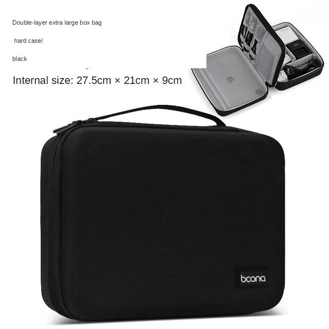 S/L Size Double Layer Reizen Digitale Kabel Opbergtas Mobiele Power Organizer Bag Elektronica Accessoires Bag Case Voor oortelefoon: L size black