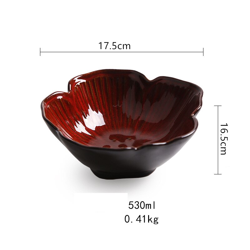 Blomst form keramisk service rød uregelmæssig relief håndværk frugt tallerken hjem dekorative retter: -en