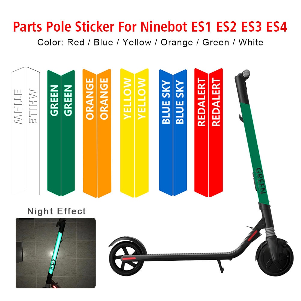 1 par de accesorios de fácil uso, decoración de de PVC, barra adhesiva, bicicleta eléctrica, patinete para Ninebot ES1 ES2 ES3 ES4