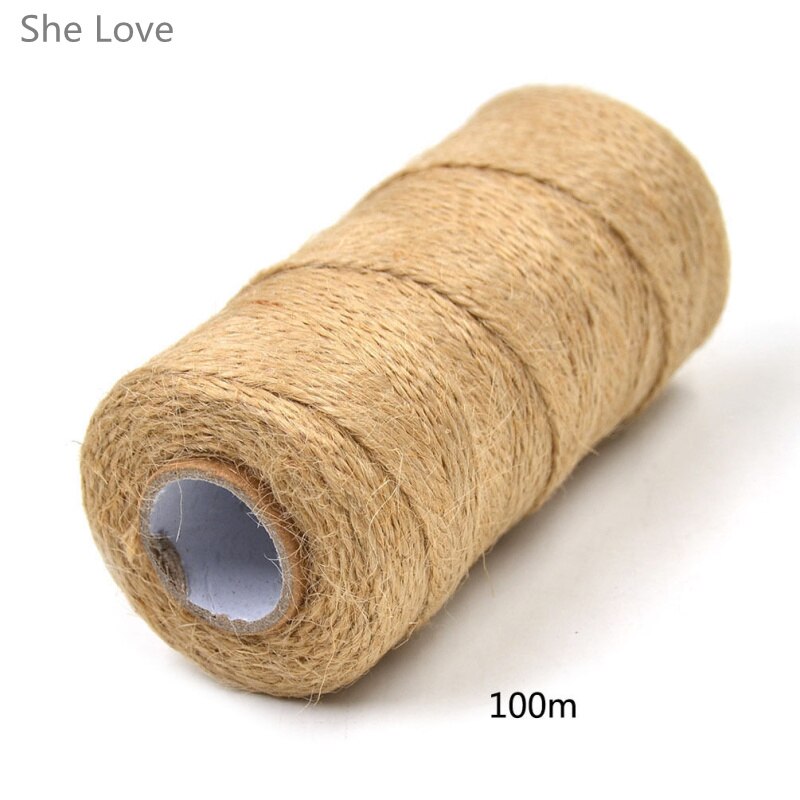 Chzimade 100 Meter Natuurlijke Droge Twine Cord Jute Touw Touw Draad Voor Diy Decor Speelgoed Ambachten Onderdelen