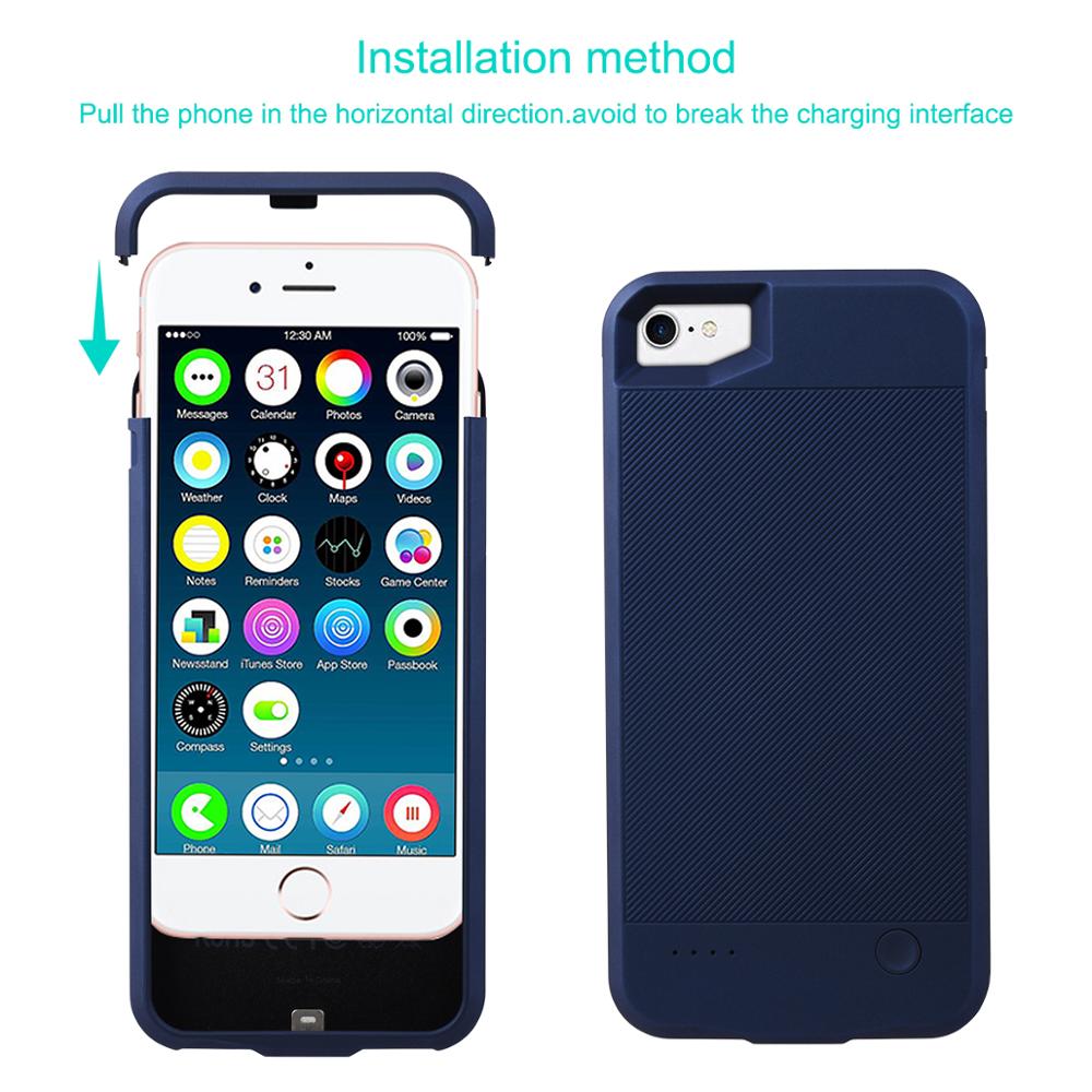 Batterij Oplader Voor Iphone 7 8 Plus Batterij Case Power Bank Opladen Case Power Case Charger Ultra Slanke Externe blauw Pak