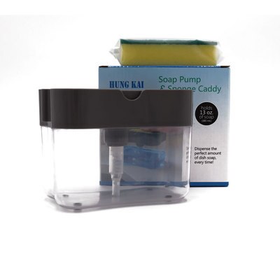 Diskbänk svamp dispensering tvål dispenser kök disktvål till vätska patron press vätskematare: Mörkgrå