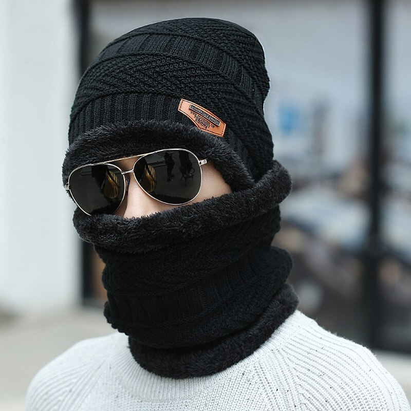 Mannen Dikke Winter Hoed, sjaal En Fluweel Warme Ski Muts Sjaal Pak Mannen Beanie Gehoorbescherming Hals Grote Maat Katoen Gezichtsmasker