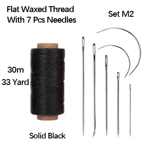 Fil plat ciré en Polyester, rouleau de 30m, 0.8mm, 150D, ligne de couture pour cuir, couture à la main, cordon, accessoires d&#39;outils de bricolage: Set M2