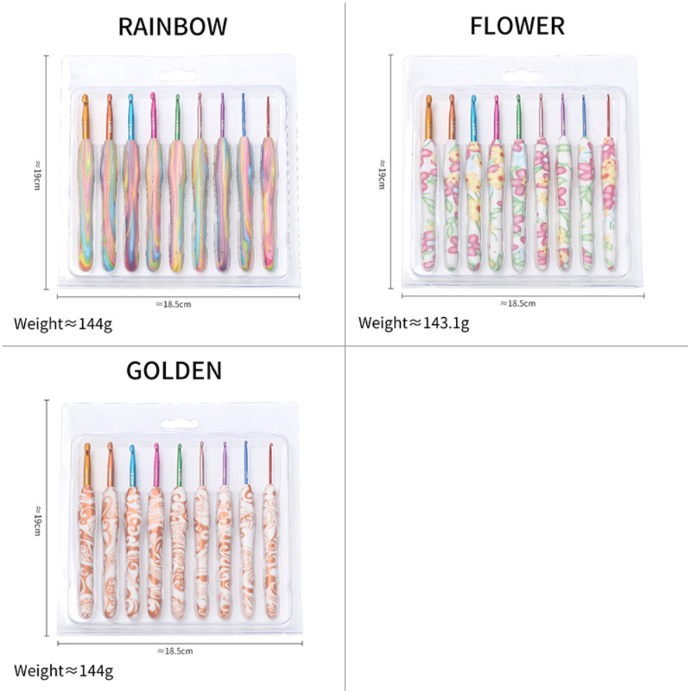 9PCS Crochet Hooks Set MultiColor Ergonomic Crochet Hooks Crochet Lovers