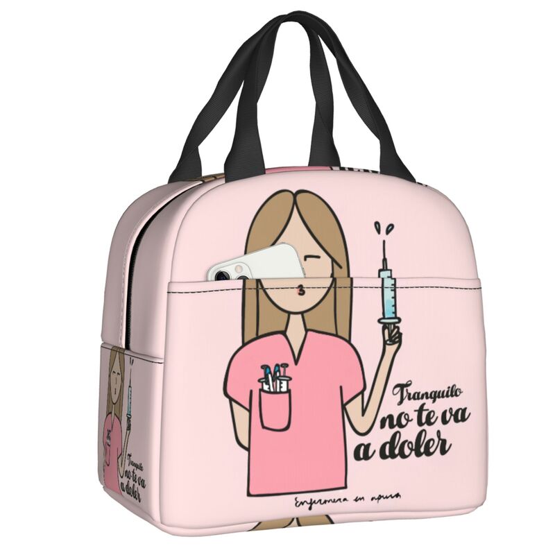 Enfermera En Apuros Doctor Nurse Lunch Bag Women Portable Cooler Thermal Insulated Lunch Box Picnic Storage Food Bento Box: Dark Grey