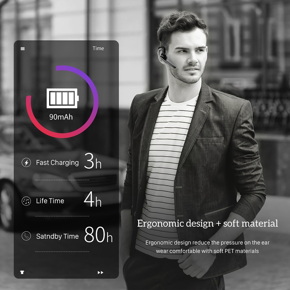 HOCO Bluetooth Headset Bluetooth 5.0 Earpiece Hands-free Headphone Mini Wireless Earphone Earbud Earpiece For iPhone 11 Xiaomi 9