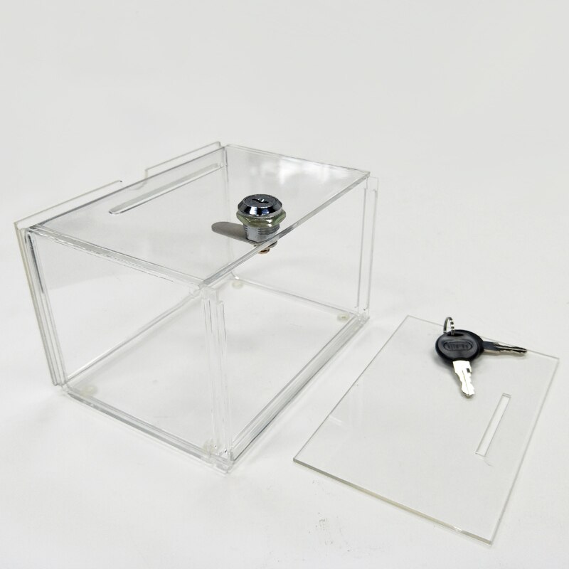 WSHYUFEI Counter Acrylic Donation Collection Box,perspex Charity Fundraising Box With Keylock Ygb-007