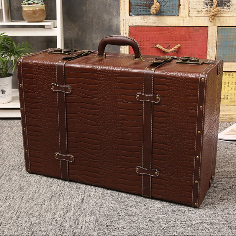 Luxe Vintage Kofferbak Reizen Hand Grote Koffers Leer Bagage Handbagage Onder Bed Kleding Organisator Opbergdoos Antieke Bin