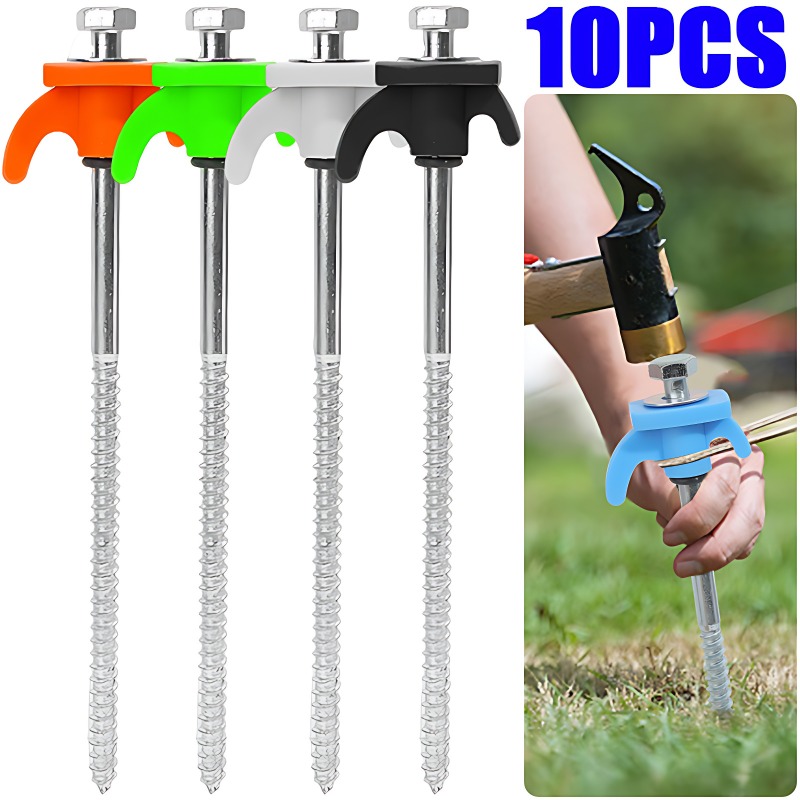 10/2 Stuks Metalen Tent Spikes Camping Haringen Boor In Grond Ankers Zware Spiraal Schroef Met Hex Socket Stakes camping Stakes