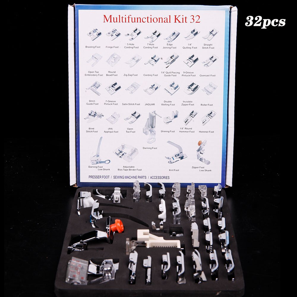 16/32/35/42/45/52/62 Brother Singer Janome Darning Sewing Machine Presser Foot Feet Domestic Braiding Blind Stitch Accessories: Press foot 32pcs