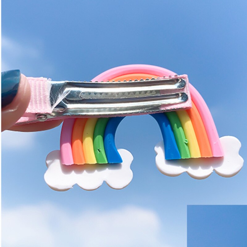 [Xwen]Korean Candy Color Edge Clip Rainbow Hairwear Lollipop Bangs Cute Girl Kids Hairpin Simple Hair Accessories OH1337