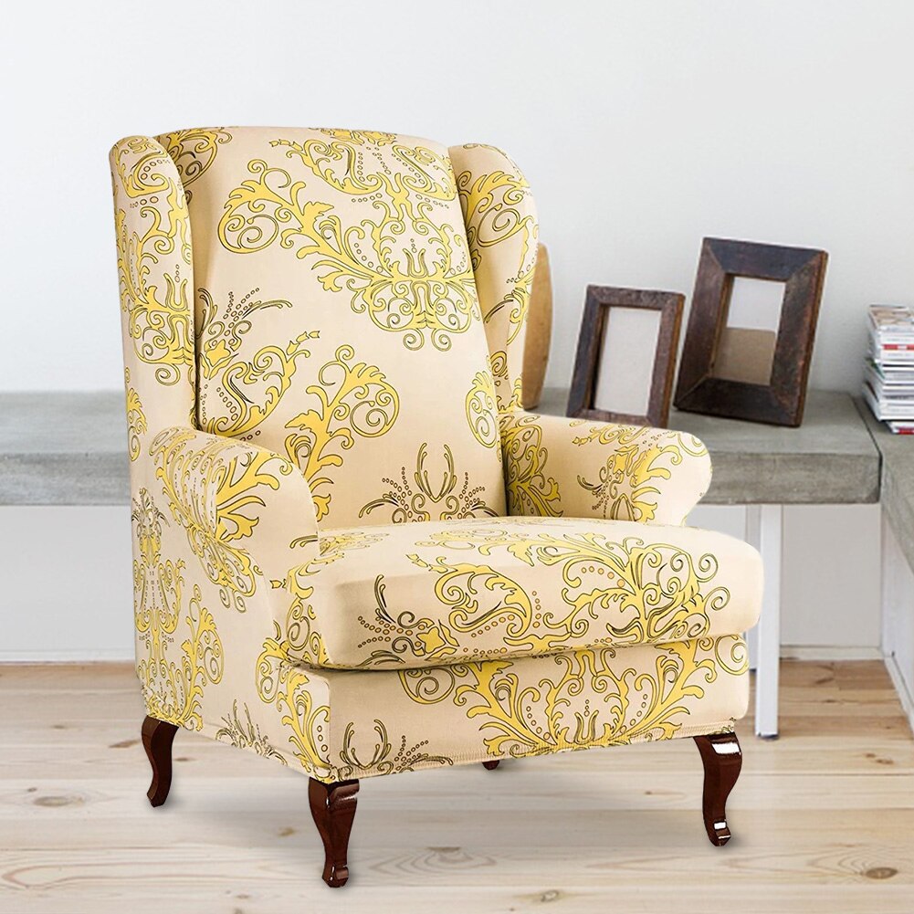 Beschermhoes meubel vleugelstoel hoes accessoires moderne zachte bladeren bedrukte decoratieve fauteuil afneembare elastische