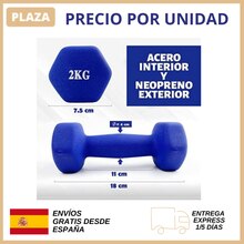Pesa - Mancuerna vinilo 2 kilos ABADIA Ejercicio Fitness - Pesas Cortas - Anti-Rodadura - Antideslizante - Hexagonales | Entrenamiento en Casa y Gimnasio (2 Kg) Fitness Tonificar y aumentar masa muscular Deporte