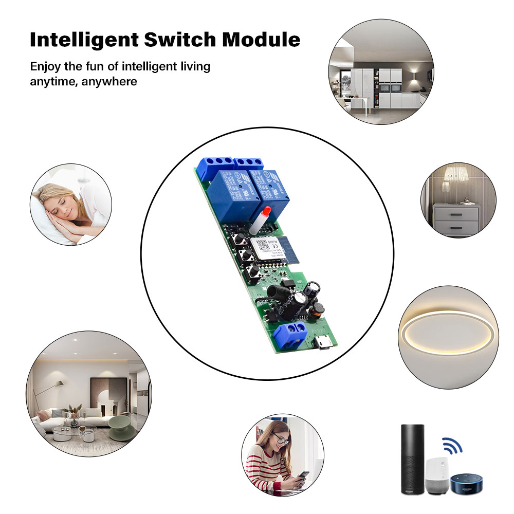 Tuya WiFi Relay Module 2 Channel 7-32V 85-250V 220V Bezprzewodowy inteligentny przełącznik zdalnego sterowania domem z RF 433MHz Alexa Googole Home