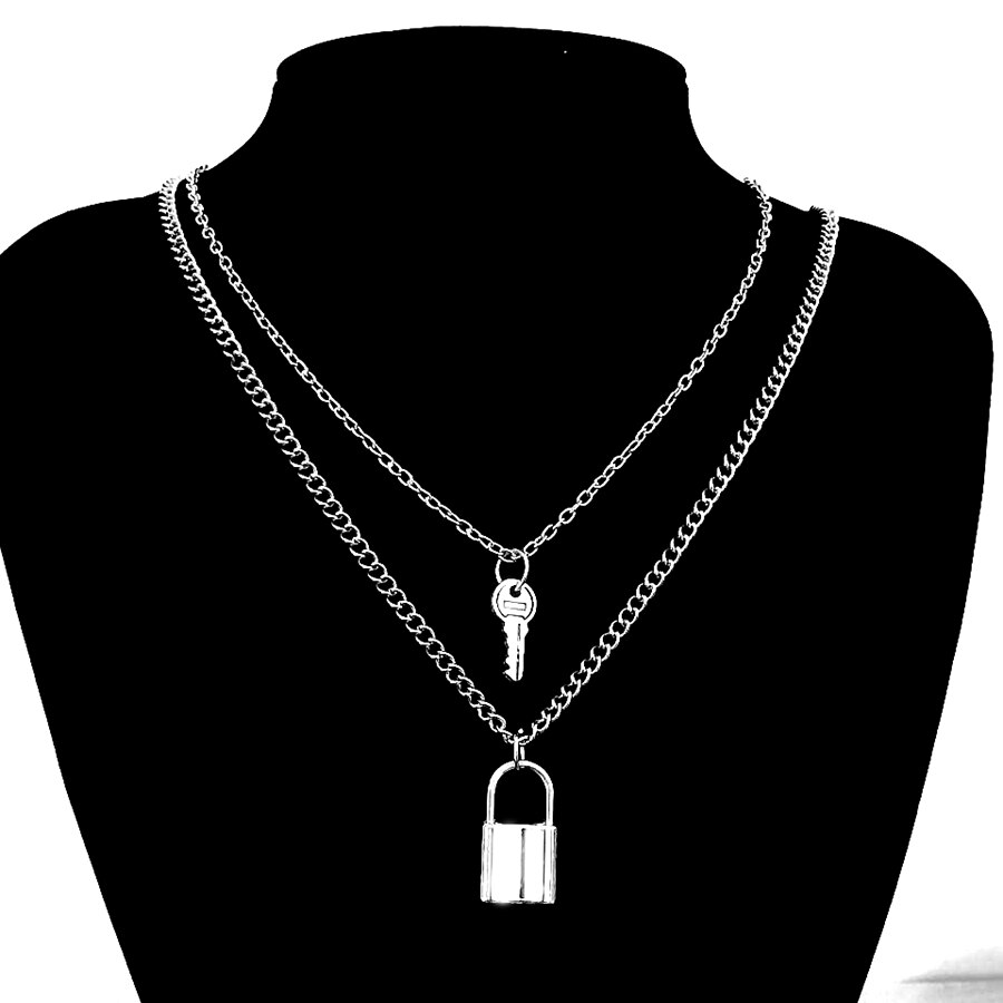 Punk Lock Chain Necklace for Women and Men Padlock Pendant Necklace with Lock neck Statement Gothic Jewelry: 7