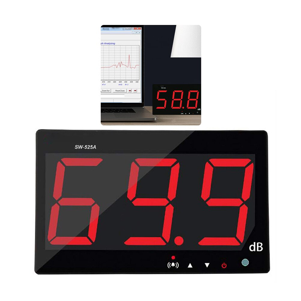 Sw -525a lydniveau meter tester 30-130db stor skærm lcd display væg hængende type støj decibel måling tester alarm