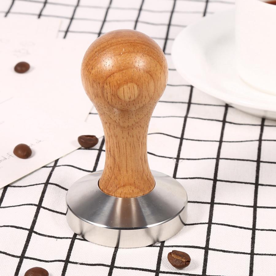 58mm flade baser rustfrit stål tamper espresso kaffe stamper træhåndtag køkken madlavningsværktøj multifunktionsværktøj