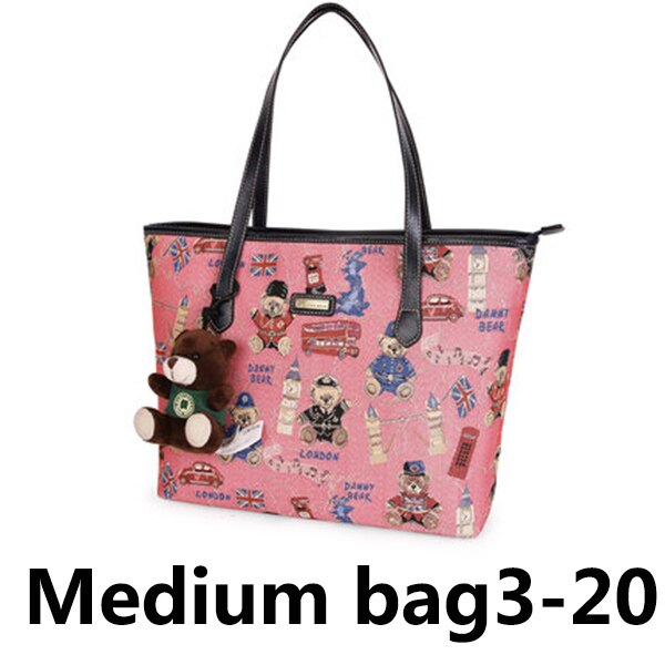 Nueva joyería con motivo de oso español Mujeres medio Bag3 cuero de de lujo Tote Fit mujeres Original joyería: 18