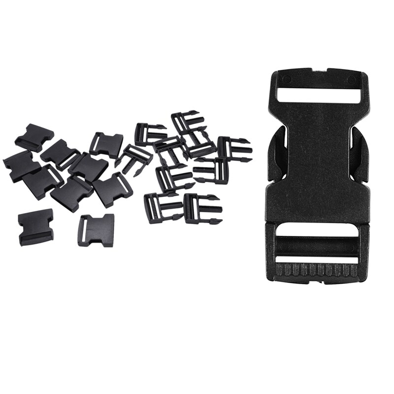 20Pcs Plastic Gespen Clips Paracord Voor Paracord Armband Black Strap Sluiting 20Mm & 38Mm: Default Title