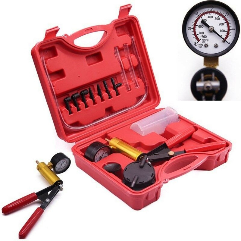 Hand Vacuum Pump Held Brake Bleeder Tester Set Bleed Car Motorbike Bleeding Kit: Default Title