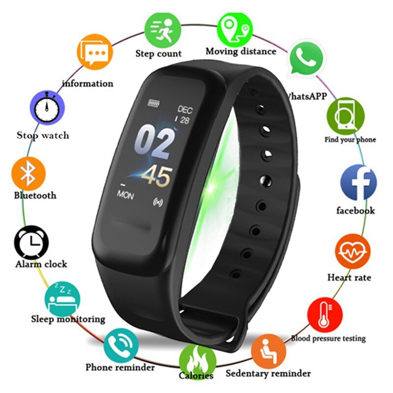 1Fitness Stap Graaf Smartwatch Bluetooth Mannen Vrouwen Bloeddruk Hartslagmeter Intelligente Armband Horloges