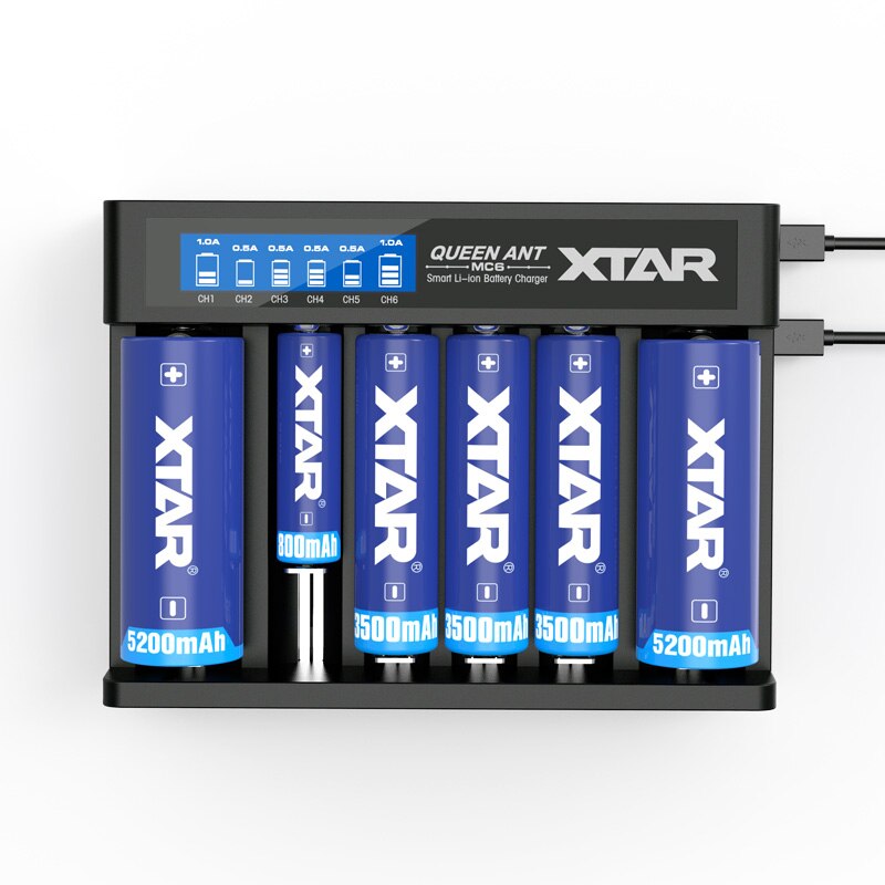 Xtar mc serie  mc1 mc2 mc2 plus  mc4 mc6 mc6ii oplader usb-kabel beskyttelig batterioplader til 10440 14500 18650 26650: Dronningsmyr  mc6