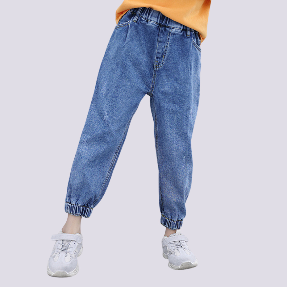 Filles jean faisceau libre pied enfants fille jean taille élastique enfant jean automne Jeans décontractés vêtements pour filles noël 6 8 10 12 14