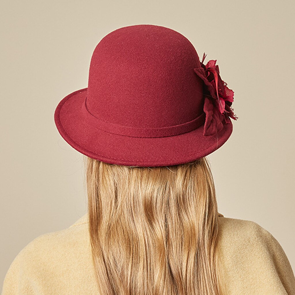 Women Flax Flower Hat Bowler Billycock Cap Sales Vintage Retro Bowler Caps Princess caps chapeau femme Hat Cap For Woman