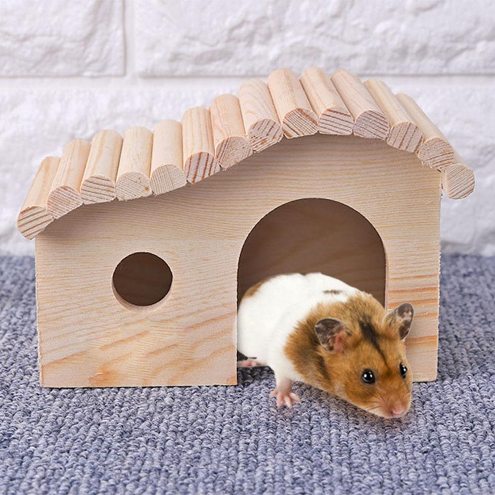 Wooden Hamster Nest Sleeping House Hut Toy Hedgehog Bed Dodge Assembly Chinchilla Mouse Hamster Nest Pad Small Animal Supplies