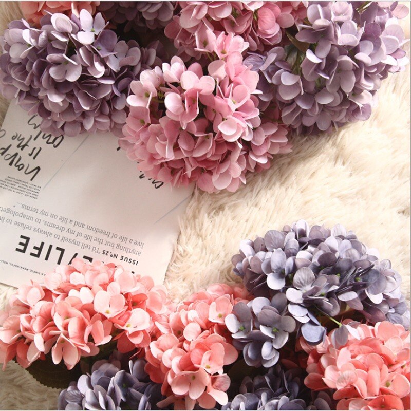 5 kunstige hortensia buketter bryllupsdekorasjon blomster hjem diy innendørs møbler blomsteroppsats fotorekvisita jul