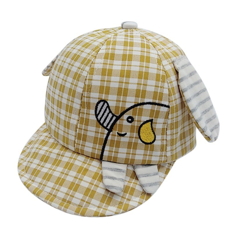 Toddler Fastener Tape Adjustable Ball Hat Baby Boys Girls Baseball Cap Cotton Breathable Plaid Cartoon Print Hats 4Colors: 1
