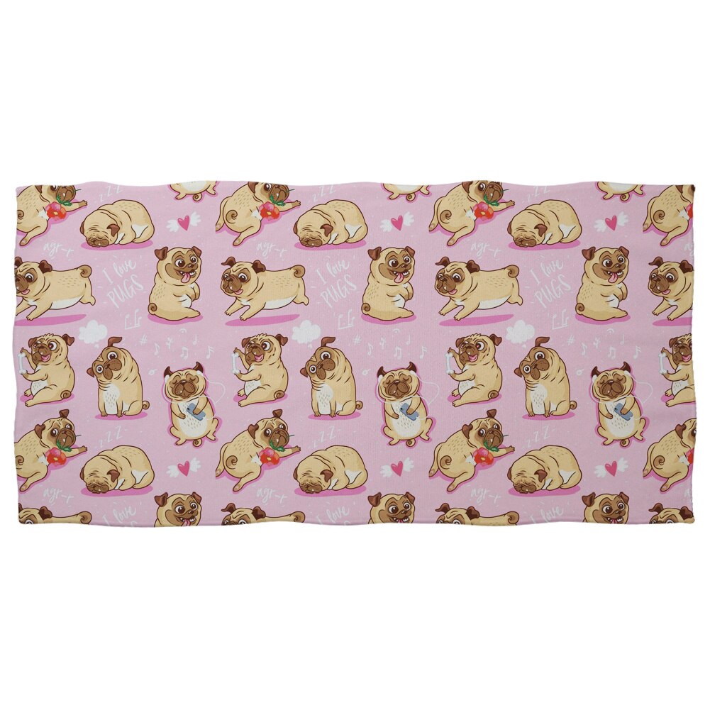 HUGSIDEA Puppy Pug Dog Print Bath Towel Cute Shower Beach Towels Absorbent Soft Rectangle for Kids Adult 75X150CM: Z5848 / 150x75cm-Z31
