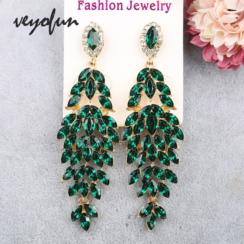 Veyofun Luxury Crystal Earrings Vintage Wedding Dangle Earrings Jewelry For Women