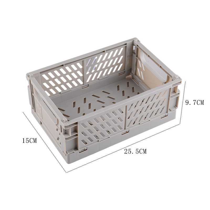 Cesta de almacenamiento plegable de escritorio Ins, caja de almacenamiento apilable de plástico para artículos diversos, juguete, aperitivos, organizador de escritorio Kawaii para estudiantes: Verde