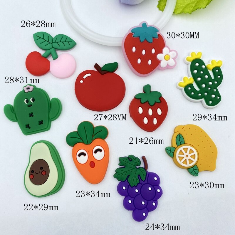 30pcs Mixed PVC lovely fruit flexible glue Flat back DIY Scrapbook Embellishment Phone Craft Decoration C03