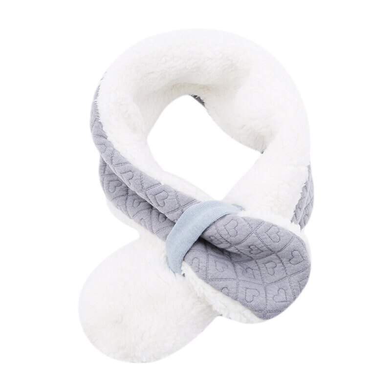 Macacão de inverno das crianças roupas de bebê manter quente cachecol miúdo coração forma padrão veludo gola de pele espessamento mais quente cachecol do bebê: Gray