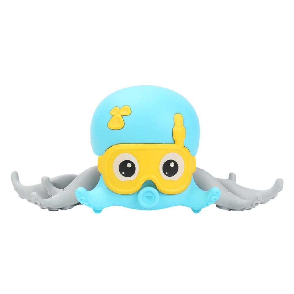 Baby cartoon cute octopus wind-up bath toy children's water swimming chain clockwork toy beach infant swimming water play toy: Blue 754