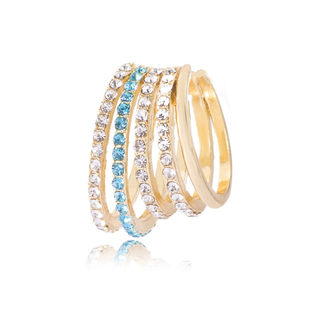 Multi-drehen Strass Ohr Manschette Böhmen CZ Breite Stapelbar Earcuffs Kristall Ohr Kletterer Ohrringe Für Frauen Hochzeit: EJ0021 Blau