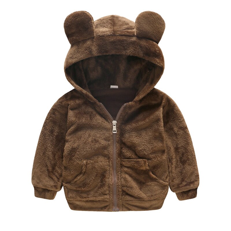 Baby boy clothes cartoon cat ears winter coat baby girl clothing thickened warm lamb wool sweater zipper jacket hooded sweater: 12M